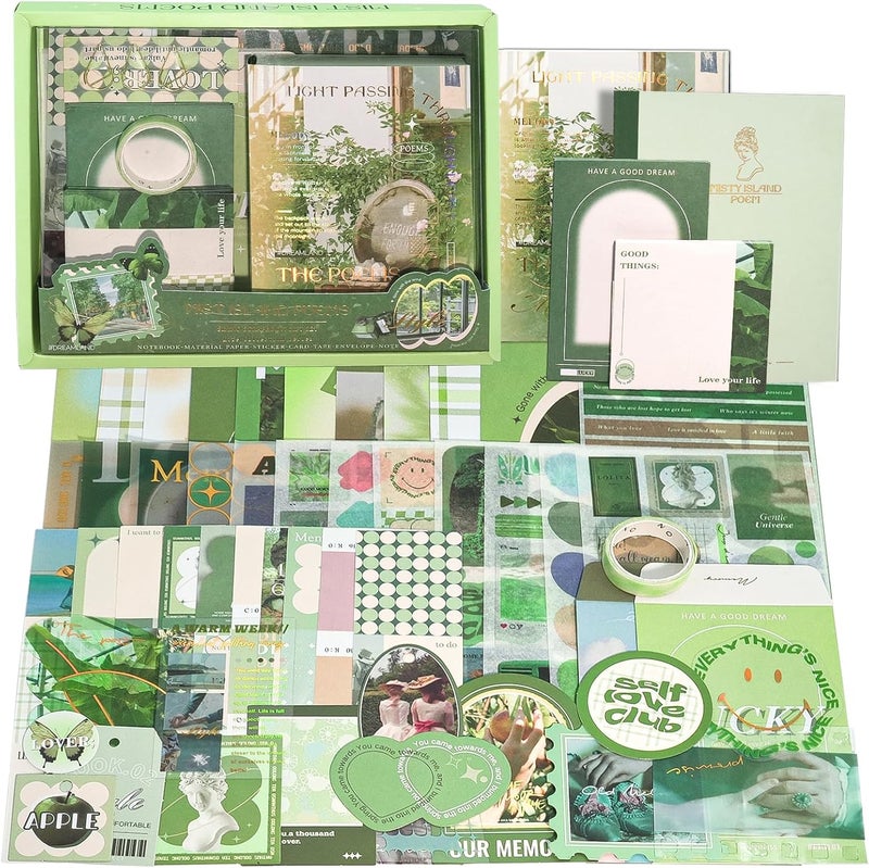 Aromoty Scrapbooking Supplies Kit, Garden Cottage Aesthetic Vintage Scrapbook Kit for Bullet Junk Journal A6 Grid Notebook Journaling Supplies Flower DIY Craft Birthday Gifts for Women Kid Teen Girl - Image 1